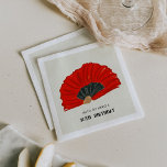 50th Flamenco Fan Birthday Party Napkin<br><div class="desc">Spicy Spanish-themed 50th birthday party napkins featuring a hand-drawn flamenco dancer fan illustration in bold red and black colours.</div>