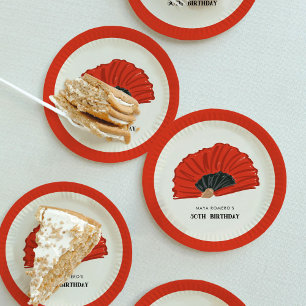50th Flamenco Fan Birthday Party Paper Plate