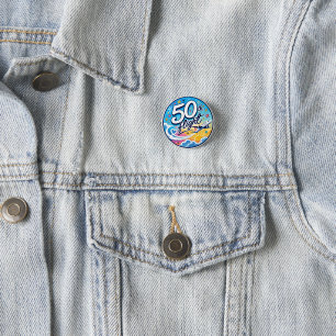 50th flight aeroplane colourful souvenir 3 cm round badge