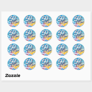 50th flight aeroplane colourful souvenir classic round sticker