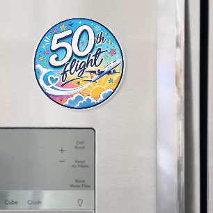 50th flight aeroplane colourful souvenir magnet