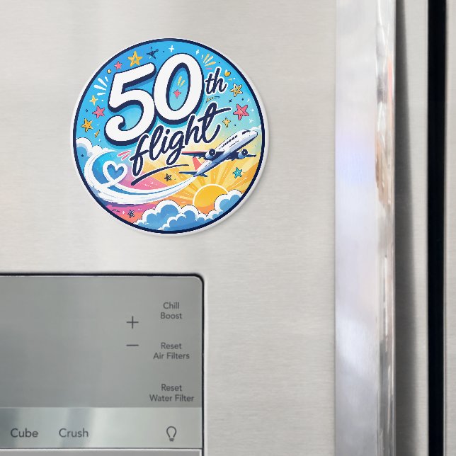 50th flight aeroplane colourful souvenir magnet (In Situ (Fridge))