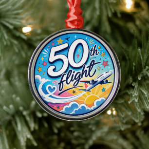 50th flight aeroplane colourful souvenir metal tree decoration