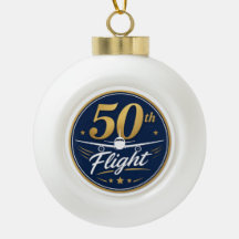 50th flight gold aeroplane travel souvenir