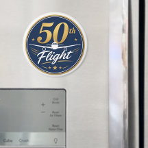 50th flight gold aeroplane travel souvenir