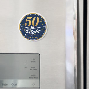 50th flight gold aeroplane travel souvenir magnet
