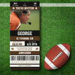 50th Football Ticket Birthday Invitation<br><div class="desc">Join in the celebration of a milestone with this unforgettable 50th birthday invitation! Designed to resemble a football ticket, this invitation adds a touch of sportsmanship to a special day. The honoree's photo is featured front and centre, making it a personalised and memorable keepsake for years to come. Perfect for...</div>