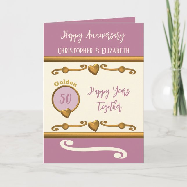 50th Gold Anniversary add names lavender Card (Front)