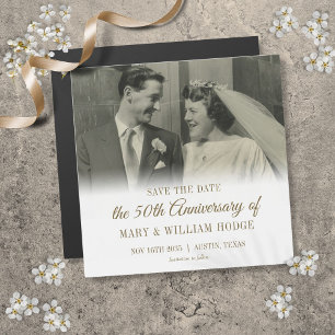 50th Gold Anniversary Wedding Photo Save The Date