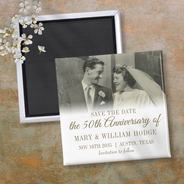 50th Gold Anniversary Wedding Photo Save The Date Magnet (50th Gold Anniversary Wedding Photo Save The Date Magnet)