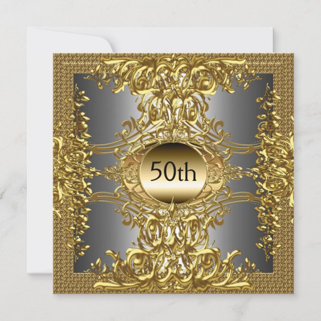 50th Gold Birthday Party Invitation (Front)