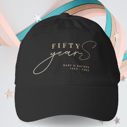 50th Gold Black Wedding Anniversary Gift Cap