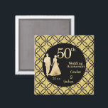 50th Gold Couple Wedding Anniversary Glitter Magnet<br><div class="desc">50th Gold Wedding Anniversary magnet - featuring gold and black glitter on the sides with floral black glitter and the Golden glitter couple, this magnet stands for an unique, elegant, chic 50th Wedding Anniversary keepsake that can be offered to your Guests at the Celebration party. This design is made in...</div>