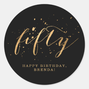 50th Gold Fiftieth Birthday Party Sticker