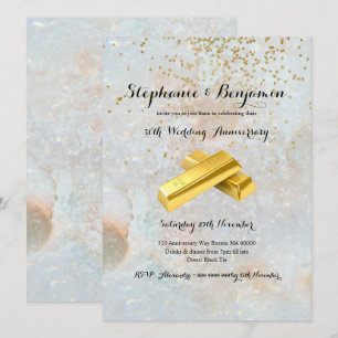 50th Gold Glitter Wedding Anniversary Elegant Chic Invitation
