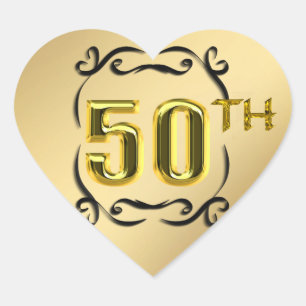 50th Gold Heart Seals And Stickers