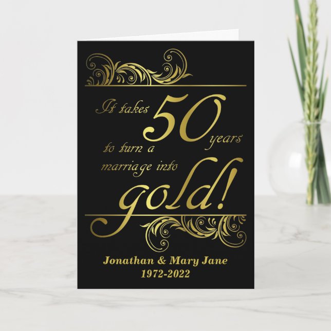 50th Gold Wedding Anniversary Card (Front)