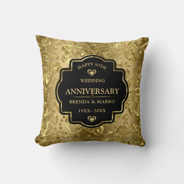 50th gold wedding anniversary cushion (Front)