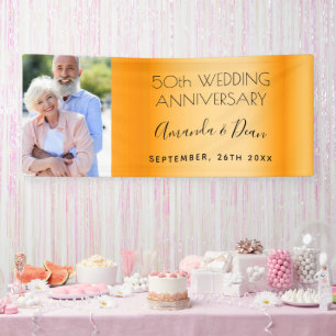 50th gold wedding anniversary custom photo banner