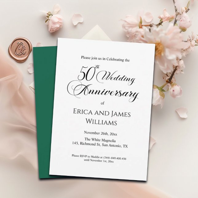 50th Gold Wedding Anniversary Elegant Script Invitation (Creator Uploaded)