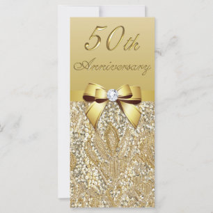 50th Gold Wedding Anniversary Faux Sequins Bow