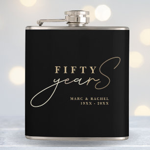 50th Gold Wedding Anniversary Gift Hip Flask