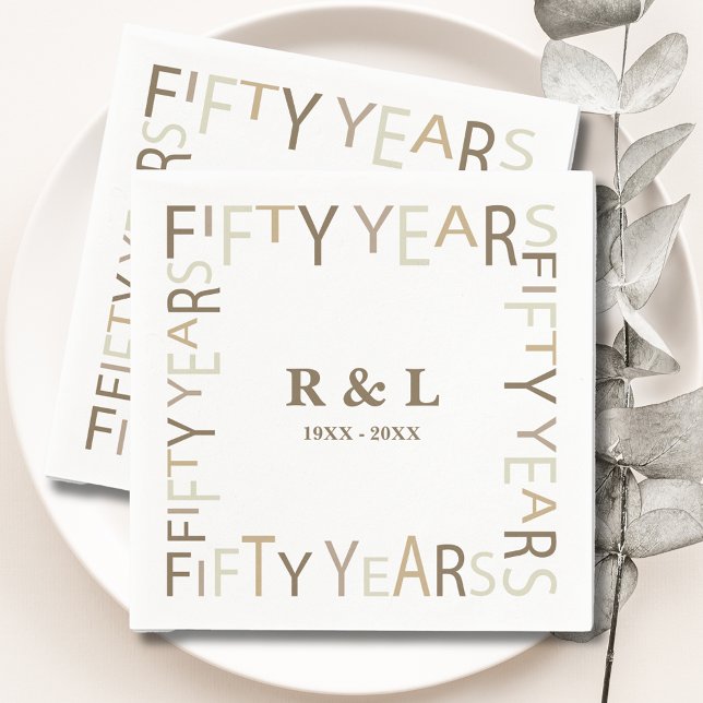 50th Gold Wedding Anniversary Gift Paper Napkin (Creator Uploaded)