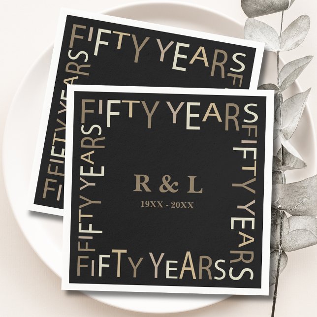 50th Gold Wedding Anniversary Gift Paper Napkin (Creator Uploaded)