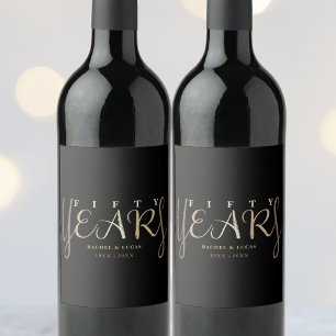50th Gold Wedding Anniversary Gift Wine Label