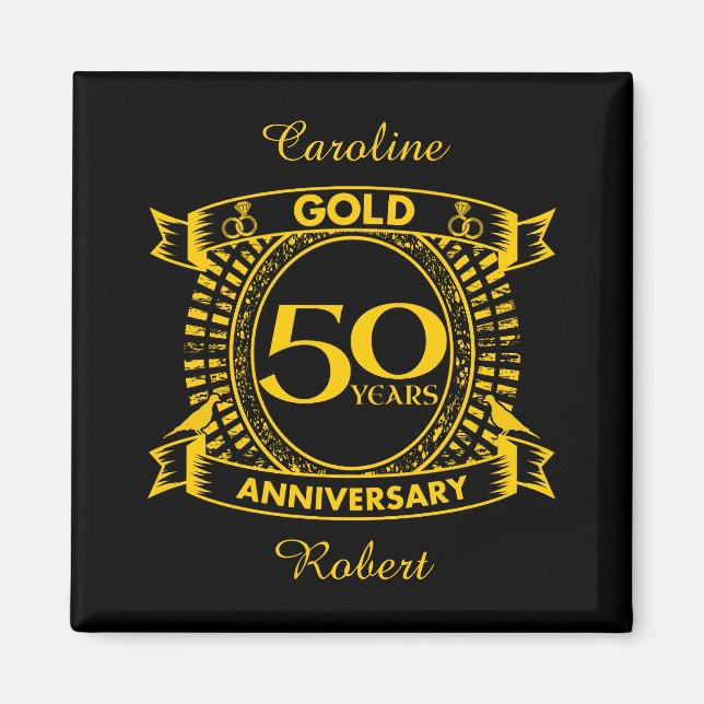 50th Gold Wedding Anniversary Magnet (Front)