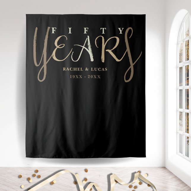 50th Gold Wedding Anniversary Photo Backdrop Tapestry (Creator Uploaded)