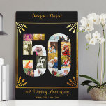 50th Gold Wedding Anniversary Photo Collage Black Canvas Print<br><div class="desc">Create your own unique 50th Wedding Anniversary Photo Collage Canvas with some of your favorite photos from the last 50 years. This elegant black and gold design features a number 50 shaped photo collage with an art deco style frame and ornate script typography. You can personalize the design with your...</div>