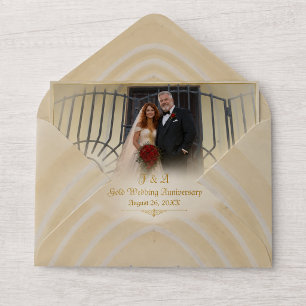 50th gold wedding anniversary photo invitation