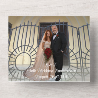 50th gold wedding anniversary photo invitation