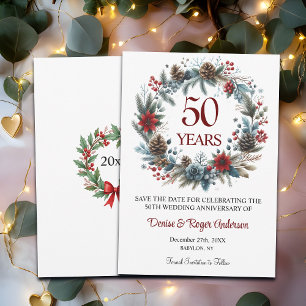 50th Gold Wedding Anniversary Winter Save The Date
