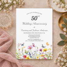 50th Gold Wildflowers Wedding Anniversary 