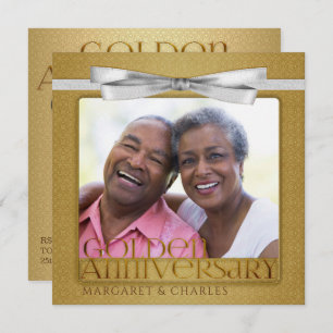 50th Golden Anniversary Damask Photo Invitation