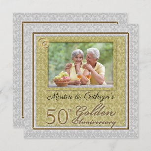 50th Golden Anniversary Damask with Photo Invitation