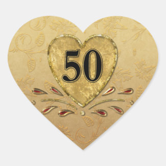 50th Golden Anniversary Heart Sticker
