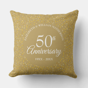 50th Golden Anniversary Love Hearts Confetti Cushion