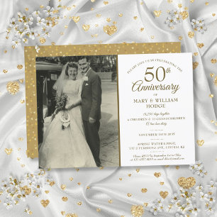 50th Golden Anniversary Memories Wedding Photo Invitation