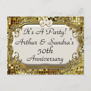 50th Golden Anniversary Party Invitation Postcards