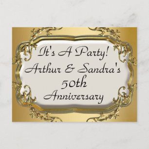 50th Golden Anniversary Party Invitation Postcards