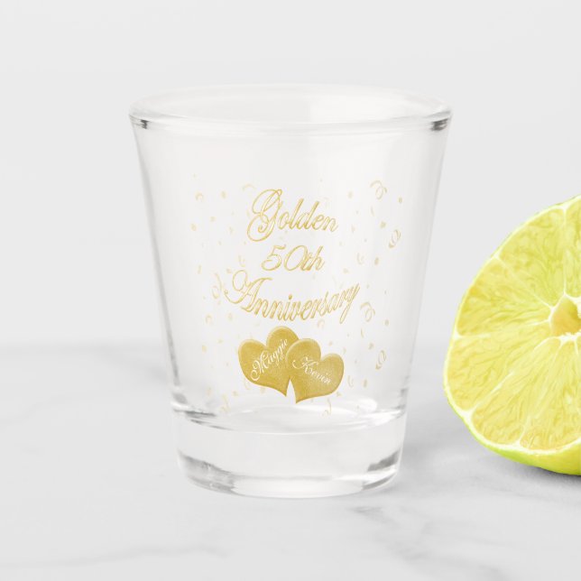 50th Golden Anniversary Personalised Shot Glass (Front)