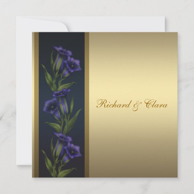 50th Golden Anniversary Purple Gentian Violets Invitation (Front)