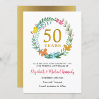 50th Golden Anniversary Save the Date Card