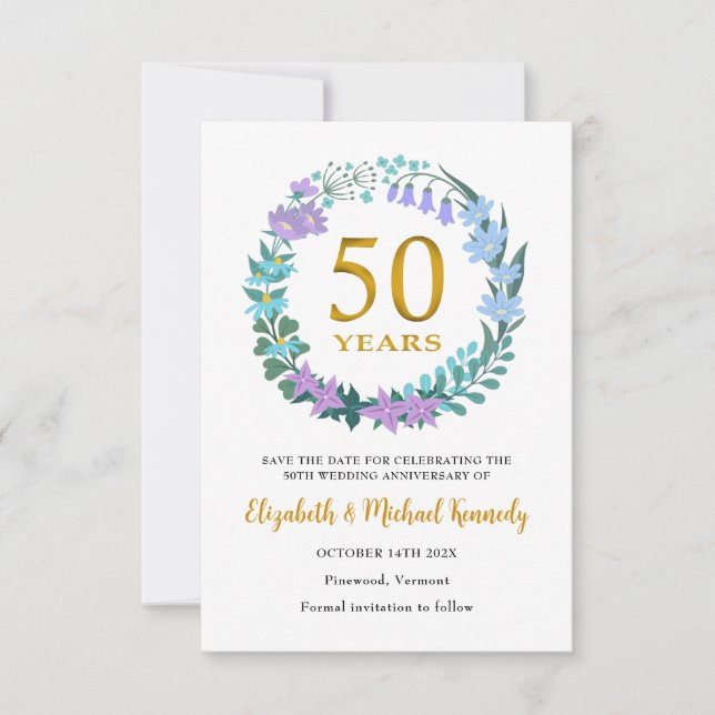 50th Golden Anniversary  Save the Date Card (Front)