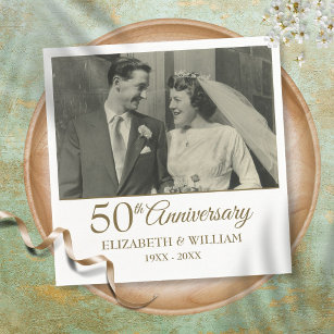 50th Golden Anniversary Wedding Photo Napkins