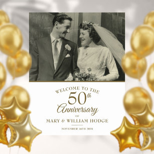 50th Golden Anniversary Wedding Photo Welcome Sign