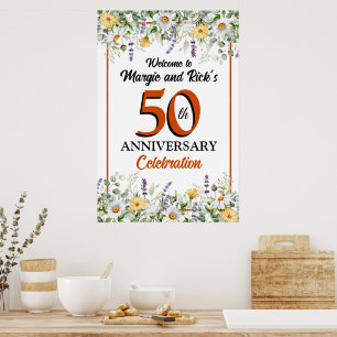 50th Golden Anniversary Welcome Sign, Wild Flowers Poster